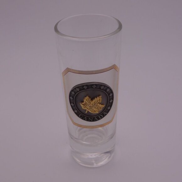 Canada Gold Color Metal Maple Leaf Taiwan Shot Glass - Picture 1 of 11